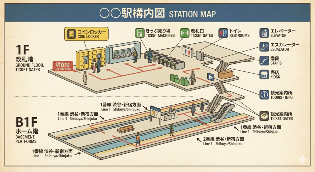 Finding coin lockers in Tokyo station