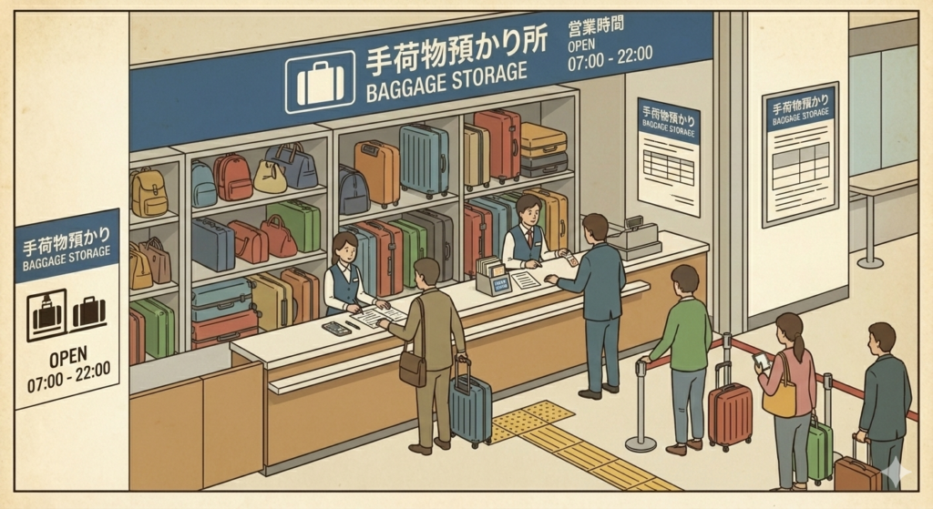 Manned luggage storage in Tokyo