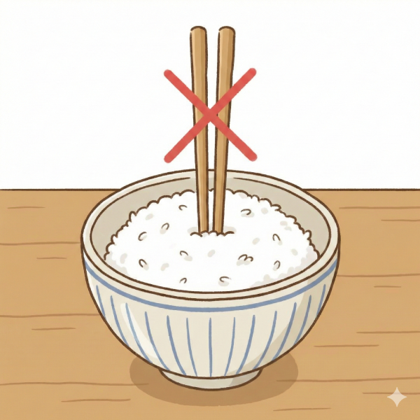 Do not stick chopsticks in rice