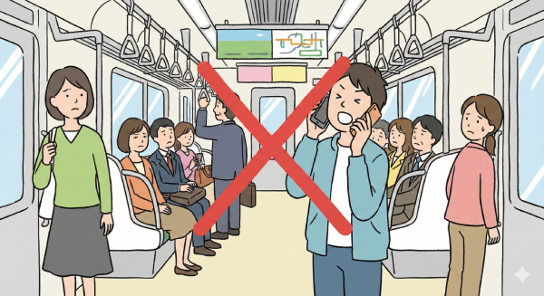 Avoid loud talking on trains