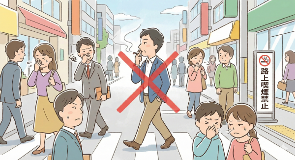 Smoking prohibited while walking